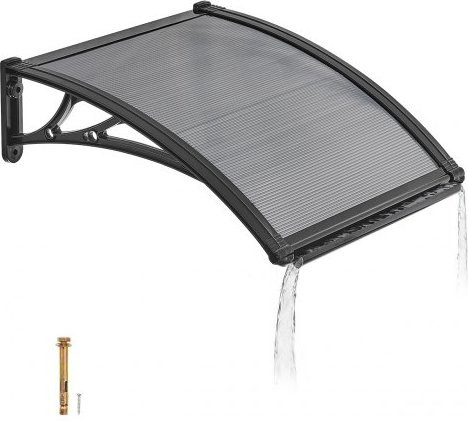 VEVOR Vordach für Tür und Fenster, Polycarbonat-Regenschutz mit Entwässerung und ABS-Halterung, Smoky Gray, B/H: 61 x 61 cm - Bild 1
