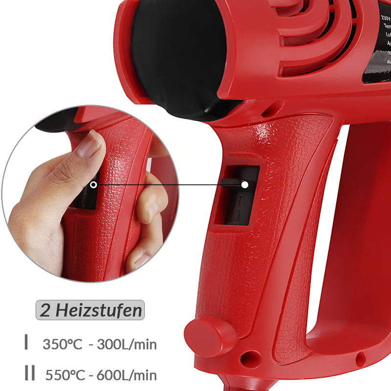 Monzana Heißluftpistole 2000 Watt mit Zubehör und Koffer in Rot-Schwarz-Multicolor - Bild 2