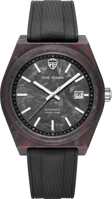 TIME TOKEN Armbanduhr Carbon, Automatik, 40 mm, Herren, Schwarz - Bild 1