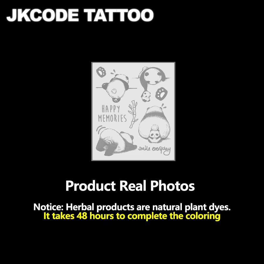 JKCODE TATTOO Panda-Familie Kräutertattoo-Aufkleber, Damen - Bild 3