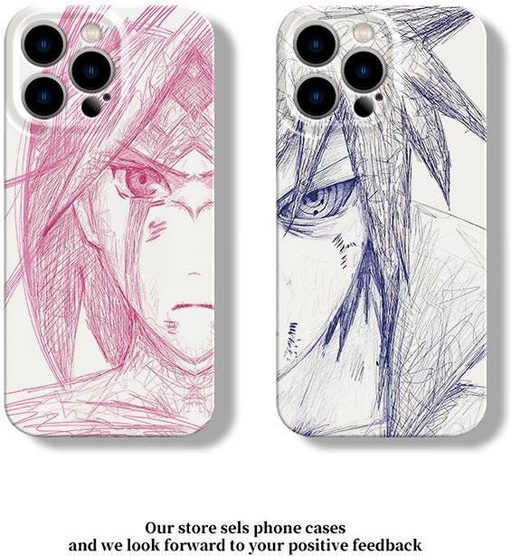 Stoßfeste Naruto Handyhülle mit Sasuke und Sakura Motiv für iPhone 11 bis iPhone 17 Pro Max Plus in Weiß - Bild 1