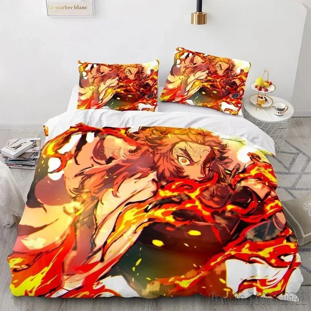 Demon Slayer Agatsuma Zenitsu Bettwäsche-Set aus Mikrofaser für Kinder, B/H: 135 x 200 cm, Mehrfarbig - Bild 1