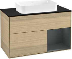 Villeroy & Boch Waschtischunterschrank Finion mit Abdeckplatte, Farbe Blau lackiert, Breite: 100 cm, Tiefe: 50,1 cm - Bild 1