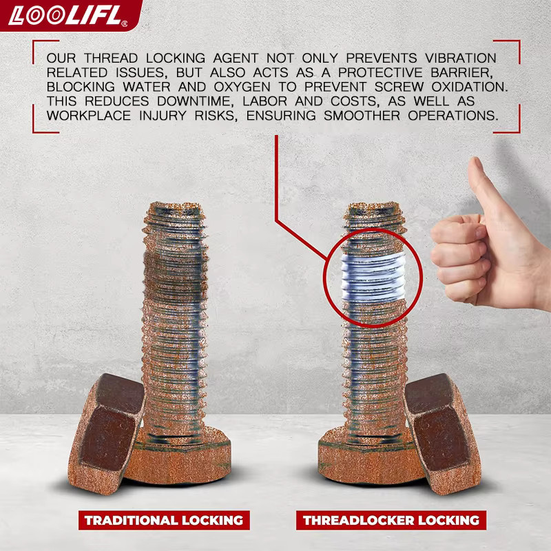LOOLIFL Thread Locker Rot mit hoher Festigkeit für Metall und Befestigungselemente, 50 ml - Bild 3