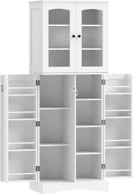 HOMCOM Küchenschrank Vorratsschrank mit Acryl-Türen und Dämpfungsscharnieren in Weiß, B/T/H: 60 x 40 x 162 cm - Bild 1