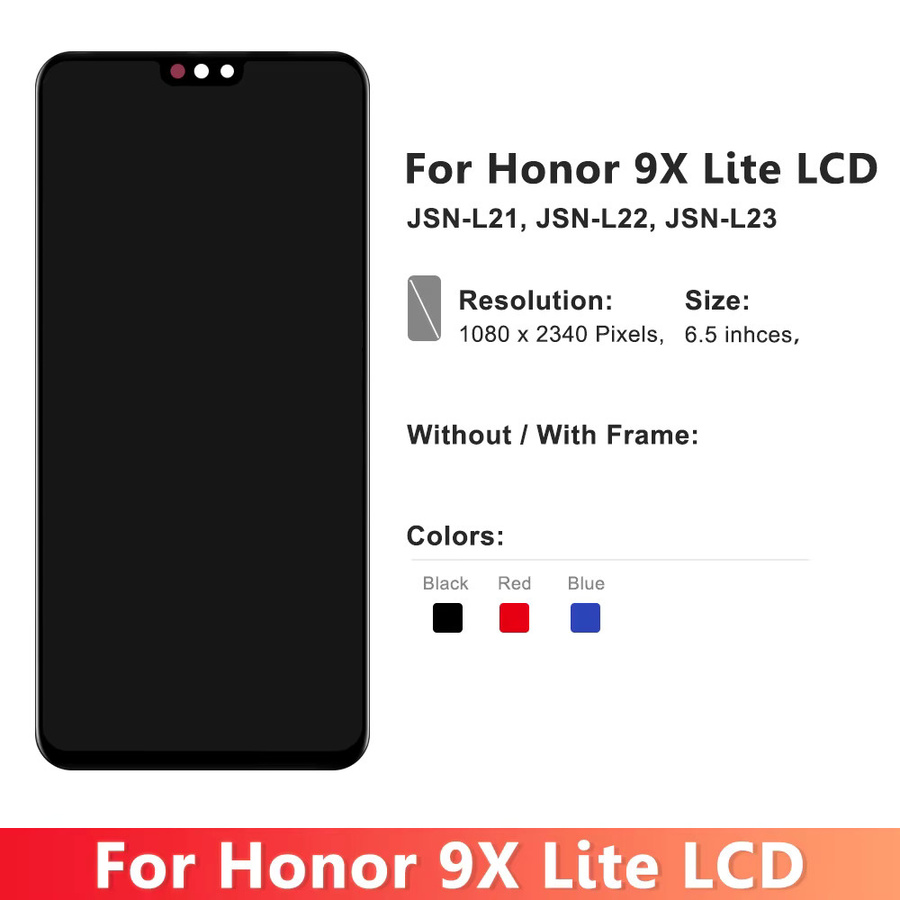 Sinmaytai LCD-Display Touchscreen Baugruppe mit Rahmen für Honor 9x Lite, 6.5 Zoll, Schwarz - Bild 3