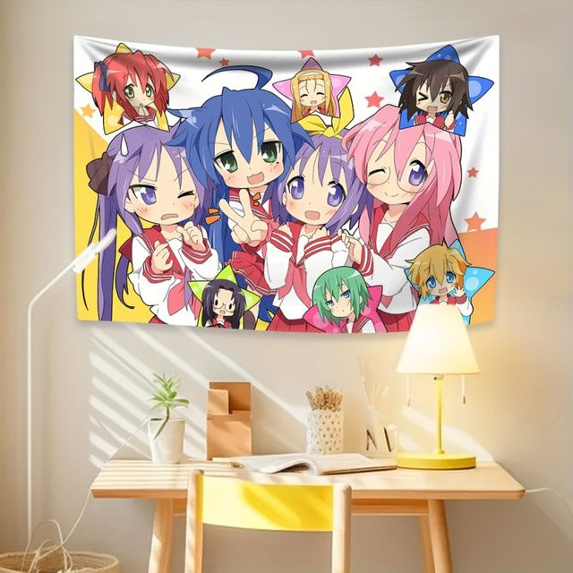 VIKAMA Lucky Star Wandteppich mit japanischen Anime-Charakteren in Multicolour, B/H: 60 x 40 cm - Bild 1