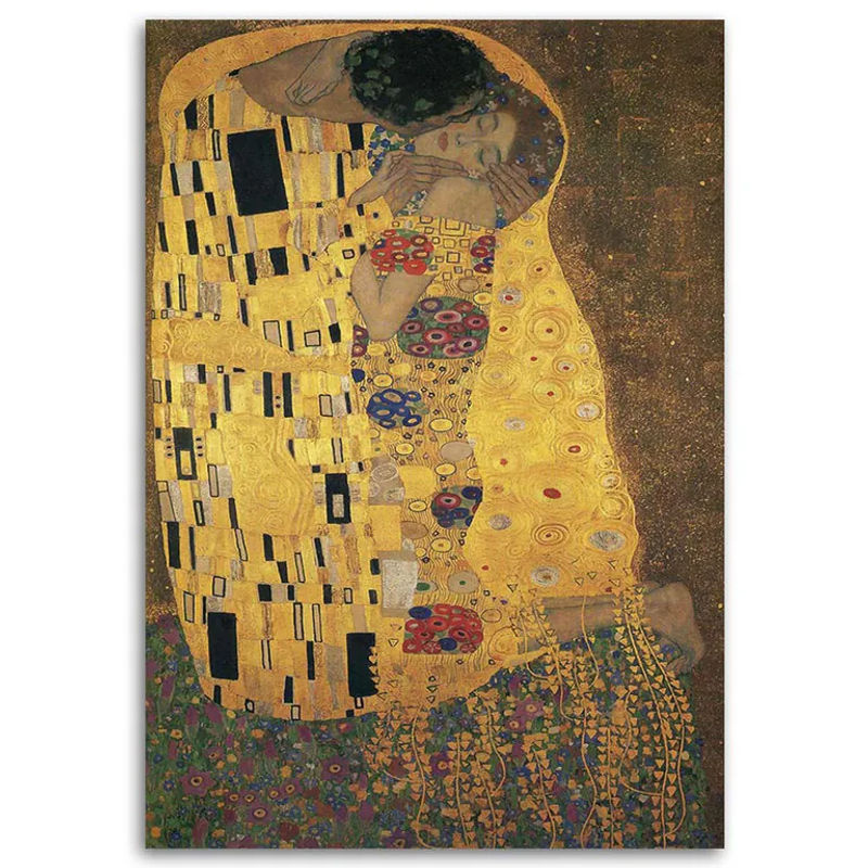 Feeby Leinwand Porträt Der Kuss von Gustav Klimt in Gold, B/H: 60 x 40 cm - Bild 2