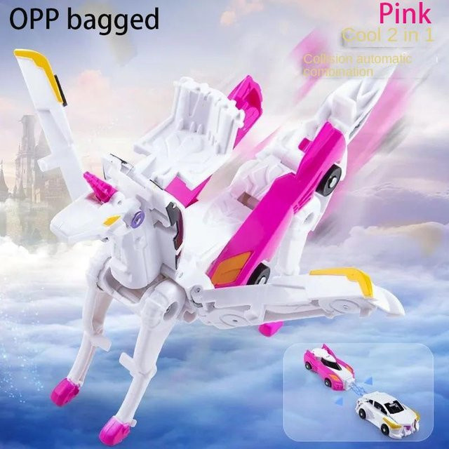Yiran toy 2-in-1 Verwandlungsauto Einhorn, Actionfigur Fahrzeug, weiß - Bild 1