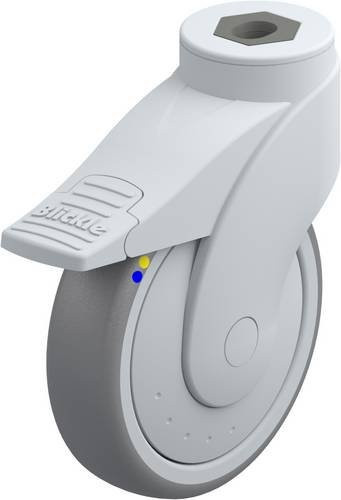 Blickle Lenkrolle LWGXE-TPA 126XKF-FI-ELS mit Feststeller in Silber und Grau, Rad-Durchmesser: 125 mm, Tragfähigkeit: 80 kg - Bild 1