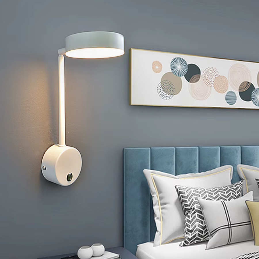Yooe LED Wandleuchte mit Schalter, minimalistische Innenbeleuchtung in Weiß für Schlafzimmer und Wanddekoration, 9W - Bild 3