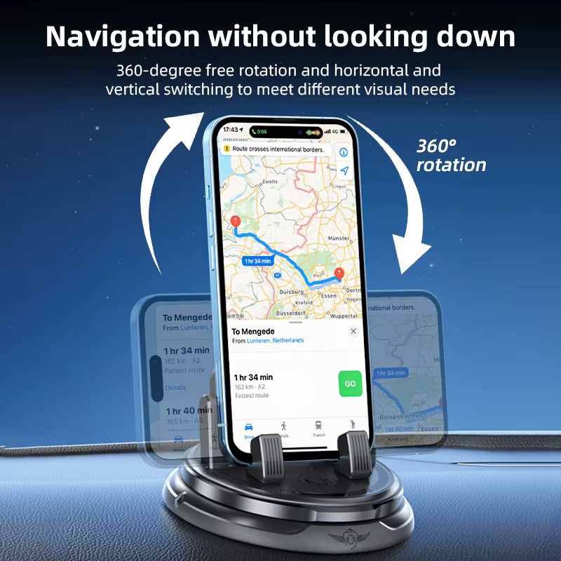Lcars Auto-Armaturenbrett-Handyhalterung in Schwarz mit 360-Grad-Drehung, multifunktionaler Halterung inklusive Parknummernschild und selbstklebender Basis für die Auto-Navigation - Bild 3