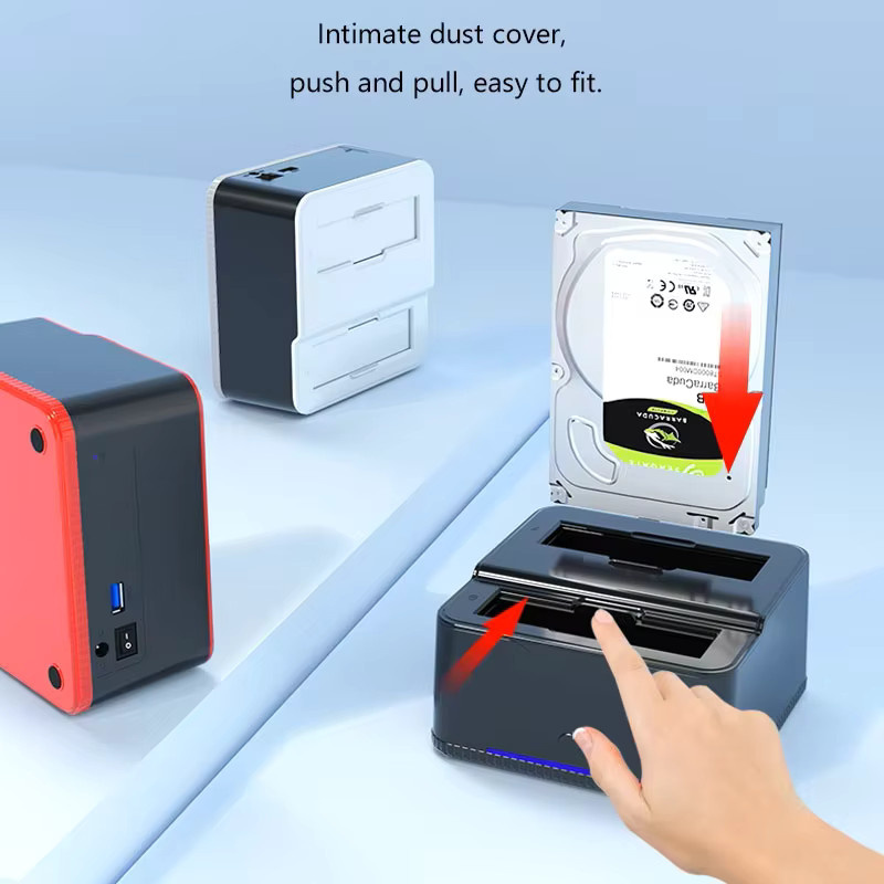USB 3.0 zu SATA Festplatten-Dockingstation für 2,5 und 3,5 Zoll HDD und SSD, Farbe: Schwarz/Rot - Bild 2