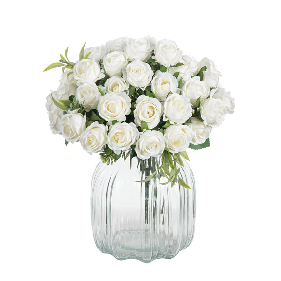 Künstliche weiße Rosen aus Seide, 10er Bündel für Hochzeit, Valentinstag und Tischdekoration - Bild 2