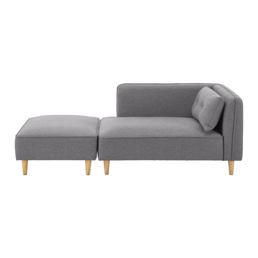 Bessagi Home Sofa Fanny L-Form in Dunkelgrau mit passendem Hocker und Leinenoptik - Bild 2