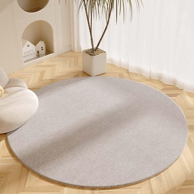 Runder Teppich von WTEMPO in Grau, rutschfest und schmutzabweisend für Wohnzimmer, Schlafzimmer oder Arbeitszimmer, Durchmesser: 60 cm - Bild 1