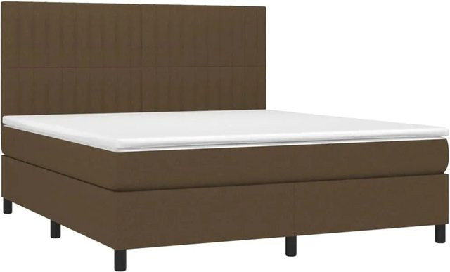 vidaXL Boxspringbett mit Matratze in Dunkelbraun, Hybridbett mit LED-Unterbettbeleuchtung und USB-Ladeport, B/T/H: 180 x 200 x 118 cm - Bild 1