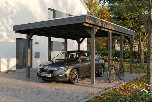SKANHOLZ Carport Friesland aus Fichte mit EPDM-Flachdach in Schiefergrau, B: 402 cm, T: 555 cm - Bild 1