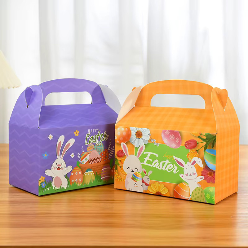 5er Set Ostern Geschenkboxen aus Papier mit Hasen- und Eier-Motiven in Mehrfarbig - Bild 2