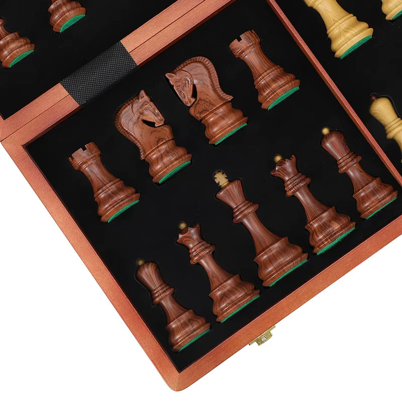 Yernea Schach, Massivholz-Schachbrett, Kunststoff-Schachfigurenset - Bild 5