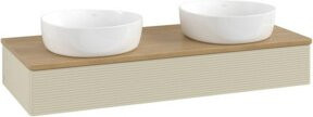 V&B Waschtischunterschrank Antao mit Frontstruktur und Beleuchtung, Eiche Honig, Grau, B/T/H: 120 x 50 x 19 cm - Bild 1