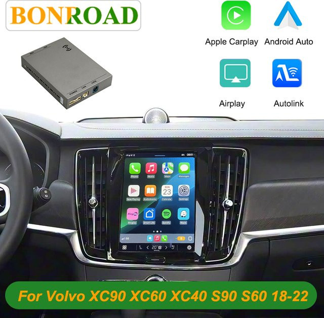 Bonroad Wireless CarPlay und Android Auto Nachrüstkit-Modul mit Airplay Mirroring für Volvo V60 V90 S60 XC40 XC60 XC90 S60 S90 (2018-2022), Schwarz - Bild 1