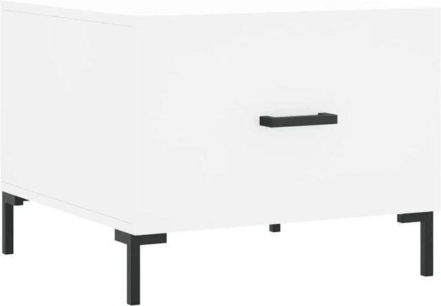 vidaXL Couchtisch in Weiß und Eiche aus Holzwerkstoff und Eisen, B/T/H: 50 x 50 x 40 cm - Bild 1