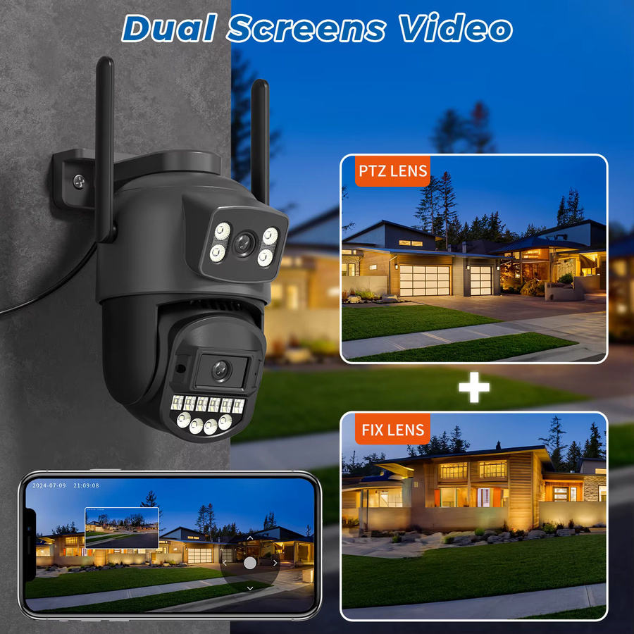 BESDER Outdoor PTZ IP Sicherheitsschutzkamera mit Dual Lens, 10MP Auflösung, 5GHz WiFi und KI-Menschenerkennung in Schwarz - Bild 3