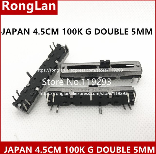 RONGLAN Instrumental Original Doppelschieber-Potentiometer 100K in Schwarz, Achse: 5 mm, Breite: 4,5 cm, 10 Stück - Bild 1