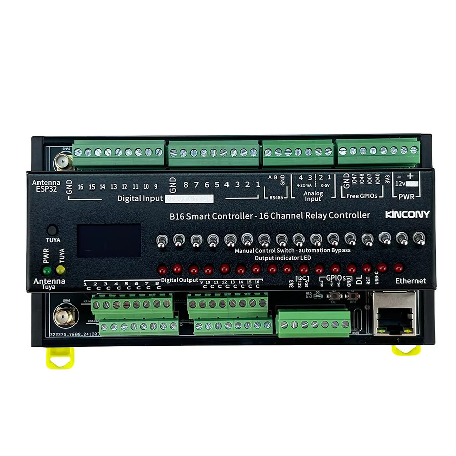 KinCony B16 Smart Relais Controller mit Ethernet und Wifi für Home Assistant, ESPHome, Tasmota, Tuya, HomeKit und MQTT in Schwarz - Bild 2