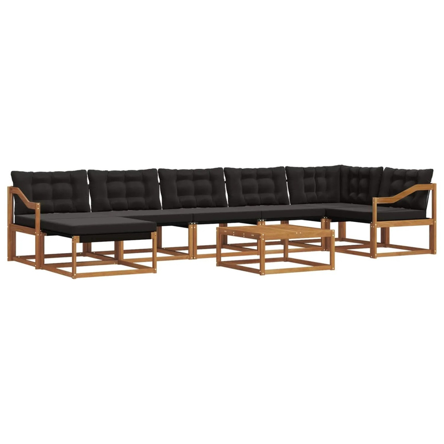 vidaXL Outdoor-Sofagarnitur 22-tlg. aus Akazienholz und Textilene mit Kissen in Schwarz und Natur - Bild 2