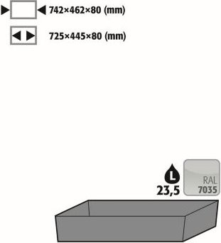 asecos Bodenauffangwanne Stawa-R für Sicherheitsschränke der Q30, Q90 und S90 Serie aus Stahlblech, lichtgrau, B: 74,2 cm, T: 50,7 cm, H: 8,3 cm - Bild 1