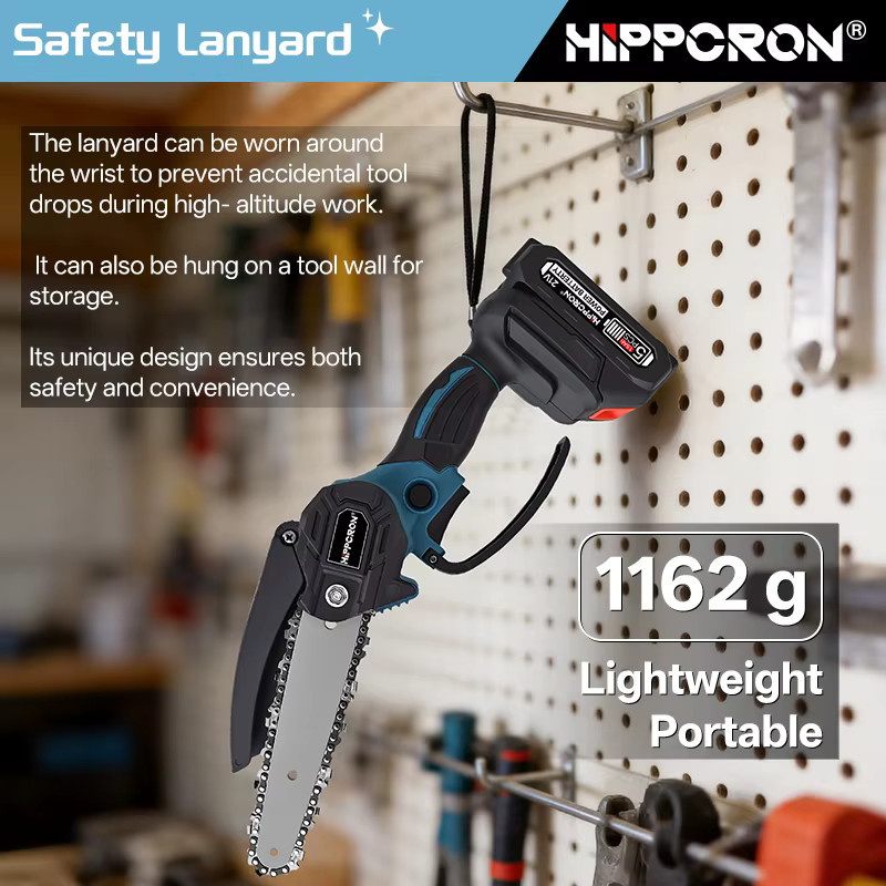 HIPPCRON Mini-Elektrokettensäge kabellos mit 12000 U/min für Makita 18-21V Akkus zum Baumschnitt und Holzschneiden - Bild 5