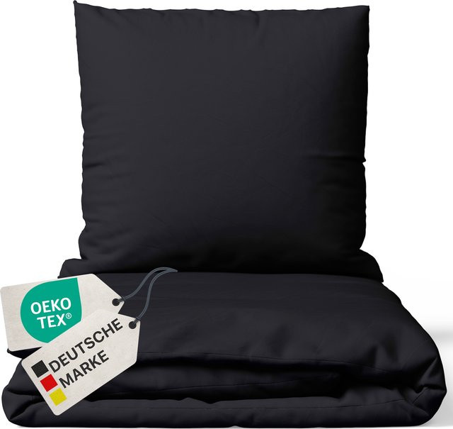 NYVI Bettwäsche Set DreamScience Renforcé aus 100% Baumwolle, Schwarz, B/H: 155 x 220 cm und 80 x 80 cm - Bild 1