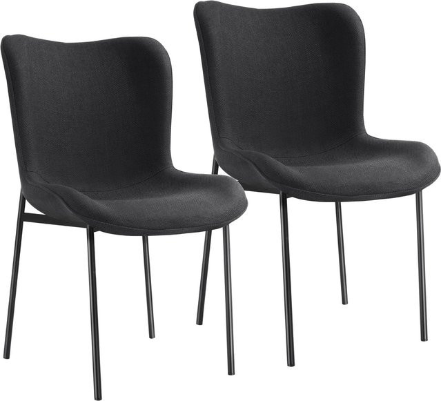 tectake Polsterstuhl Tessa 2er Set in Schwarz aus Webstoff mit ergonomischer Form und hoher Rückenlehne, B/T/H: 54 x 62 x 90 cm - Bild 2