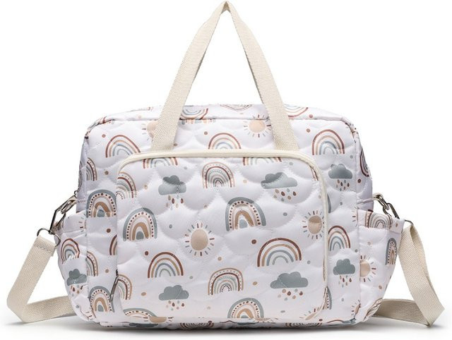 Wickeltasche mit Regenbogen-Print als Windel-Organizer und Kinderwagen-Hängetasche in Multicolour - Bild 1