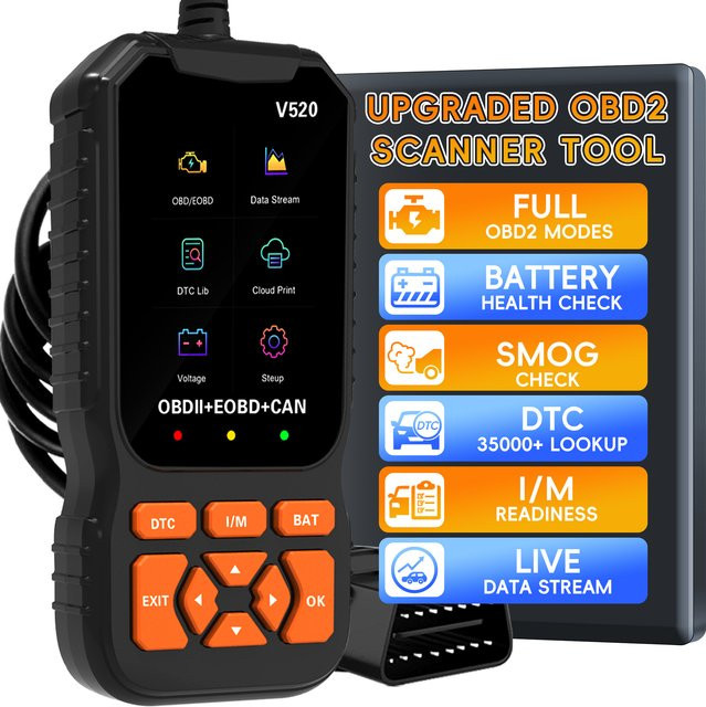 RUOGINSS OBD2 Scanner Diagnose Tool mit DTC Lösung und Reset Funktion in Schwarz - Bild 1