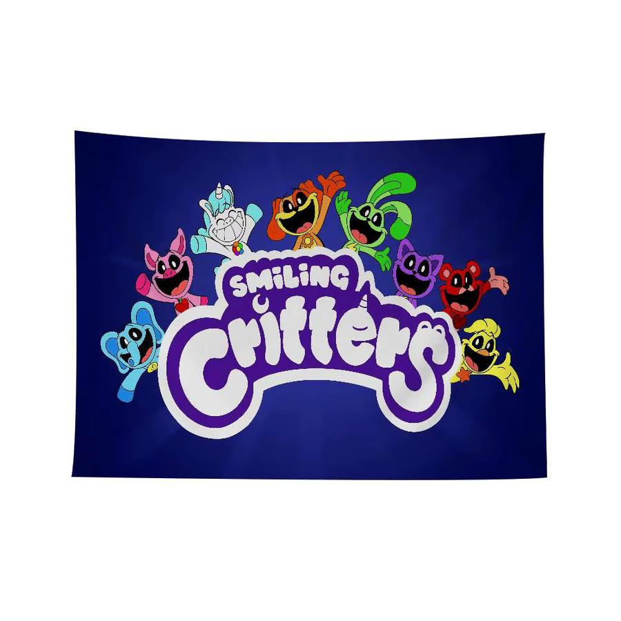 Smiling Critters Cartoon Wandteppich von Potdemiel im böhmischen Hippie-Design, Wandbehang Multicolor, Rechteckig - Bild 6