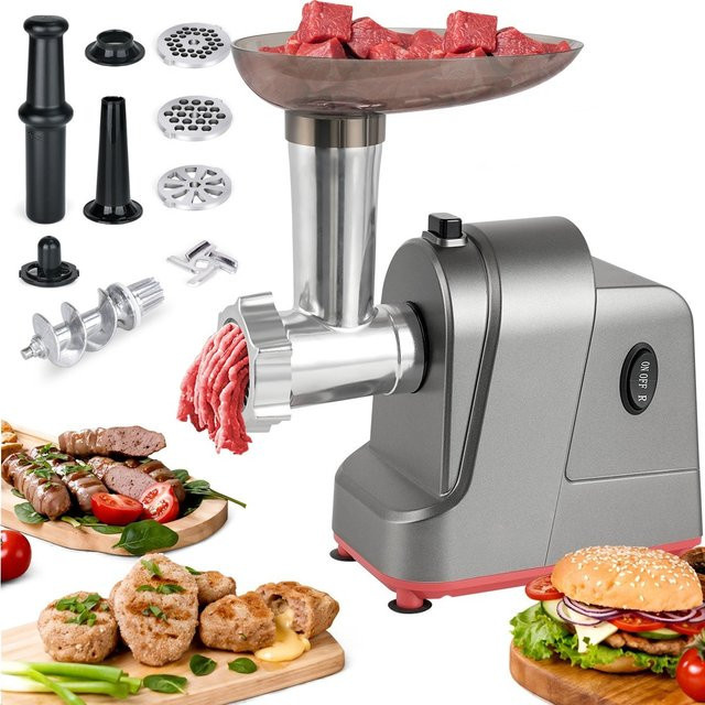 Fatabeta Elektrische Fleischmühle und Küchenmaschine in Silber mit 3 Edelstahlplatten und Wurstfüller - Bild 1