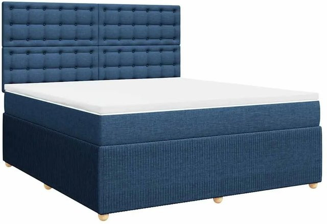 vidaXL Boxspringbett mit Matratze in Blau, Hybridbett mit Taschenfederkern und Kopfteil, B/T: 180 x 200 cm - Bild 1