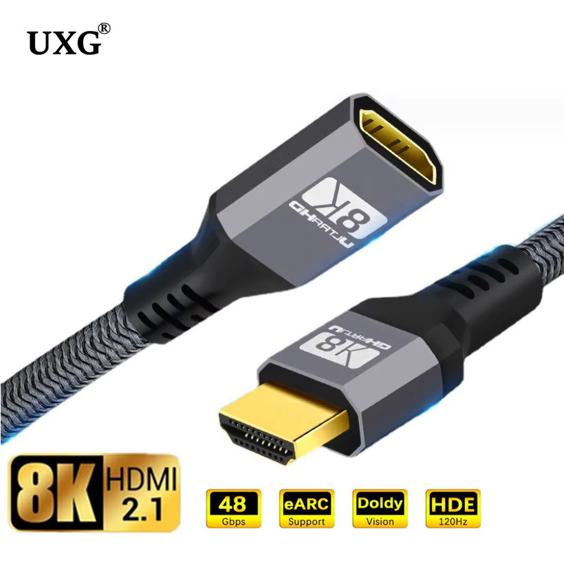 UXG HDMI-Verlängerungskabel 8K in Schwarz für HD TV, Laptop und Projektor - Bild 2