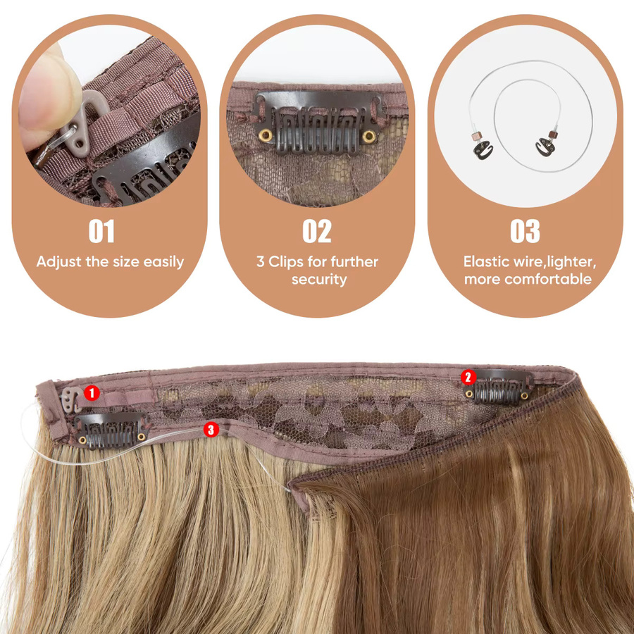 SARLA Clip-in-Haarverlängerungen Synthetische Welle, Blond, Damen - Bild 2