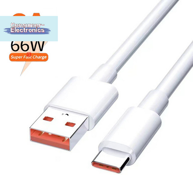SD&HI USB Typ-C Superschnelles Ladekabel in Weiß, 2m, 6A, 66W - Bild 1