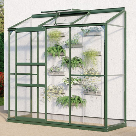 Vitavia Anlehn-Gewächshaus Styx 1300 in Grün mit ESG-Glas und Schiebefenster, B/H/T: 192,8 x 182,3 x 68,8 cm