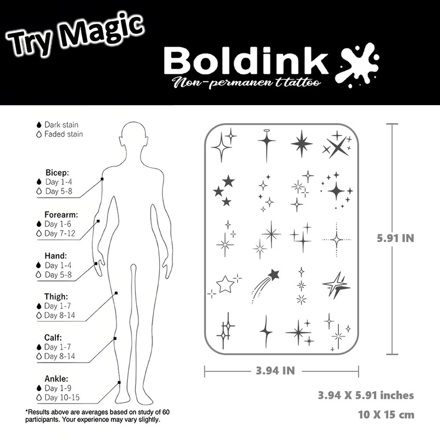 BOLDINK Starburst Theme Tattoo-Aufkleber, Unisex - Bild 3
