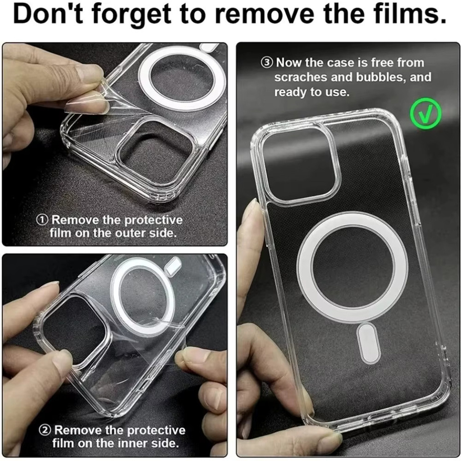 Transparente Magnet-Handyhülle für Apple iPhone kompatibel mit MagSafe, Clear Cover - Bild 3