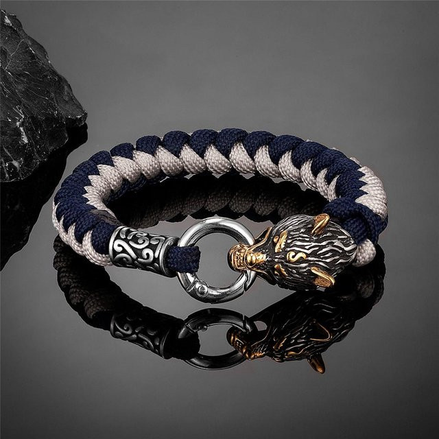 Yiran Jewelry Armband, Edelstahl, Paracord, Grau, Herren, 19cm - Bild 1
