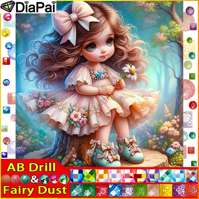 DiaPai Diamantgemälde Fairy Dust Mädchenblumen Muster mit runden Diamanten in Multicolour - Bild 1