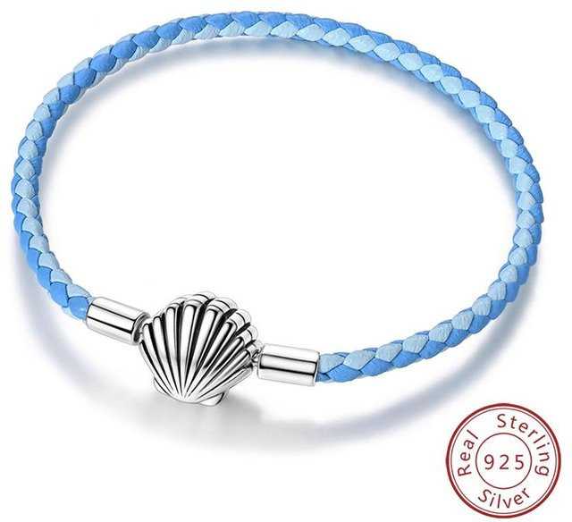 Qikaola Charm Armband, 925 Silber, Blau, Leder, Damen, 17 cm - Bild 1