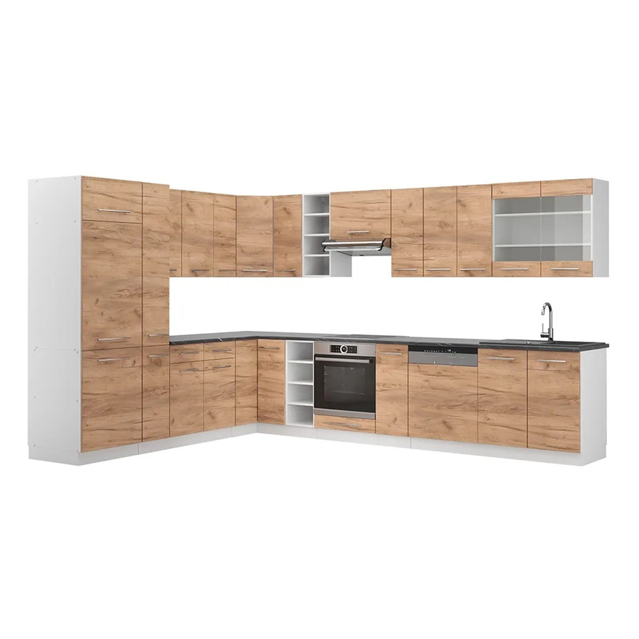 Vicco Fame-Line Eckküche Goldkraft Eiche/Weiß in Anthrazit mit Soft-Close-Türen, Breite: 347 cm, Tiefe: 257 cm - Bild 2